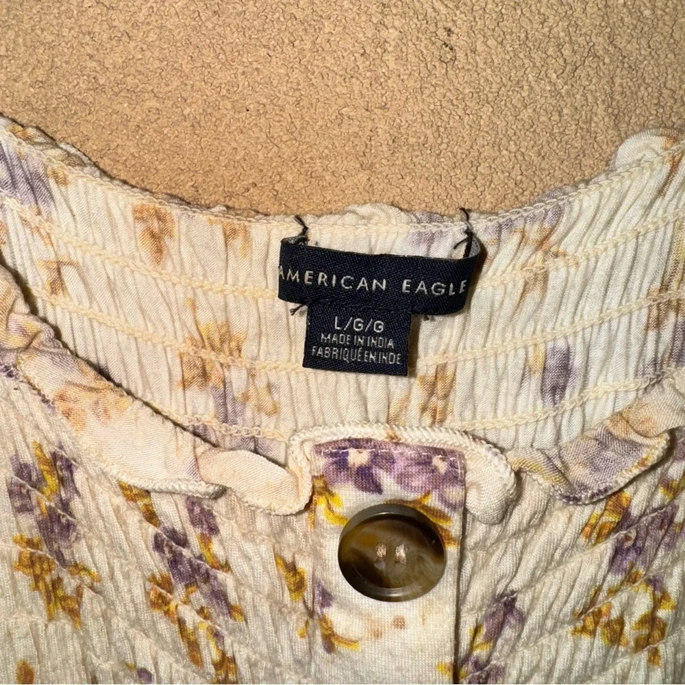 American eagle Floral Button-Down Spaghetti Strap Top cinched - Picture 3 of 6